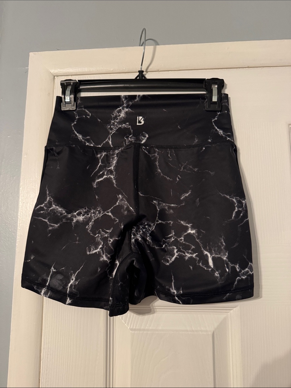 BuffBunny Black Marble High-Waist Bike Shorts
